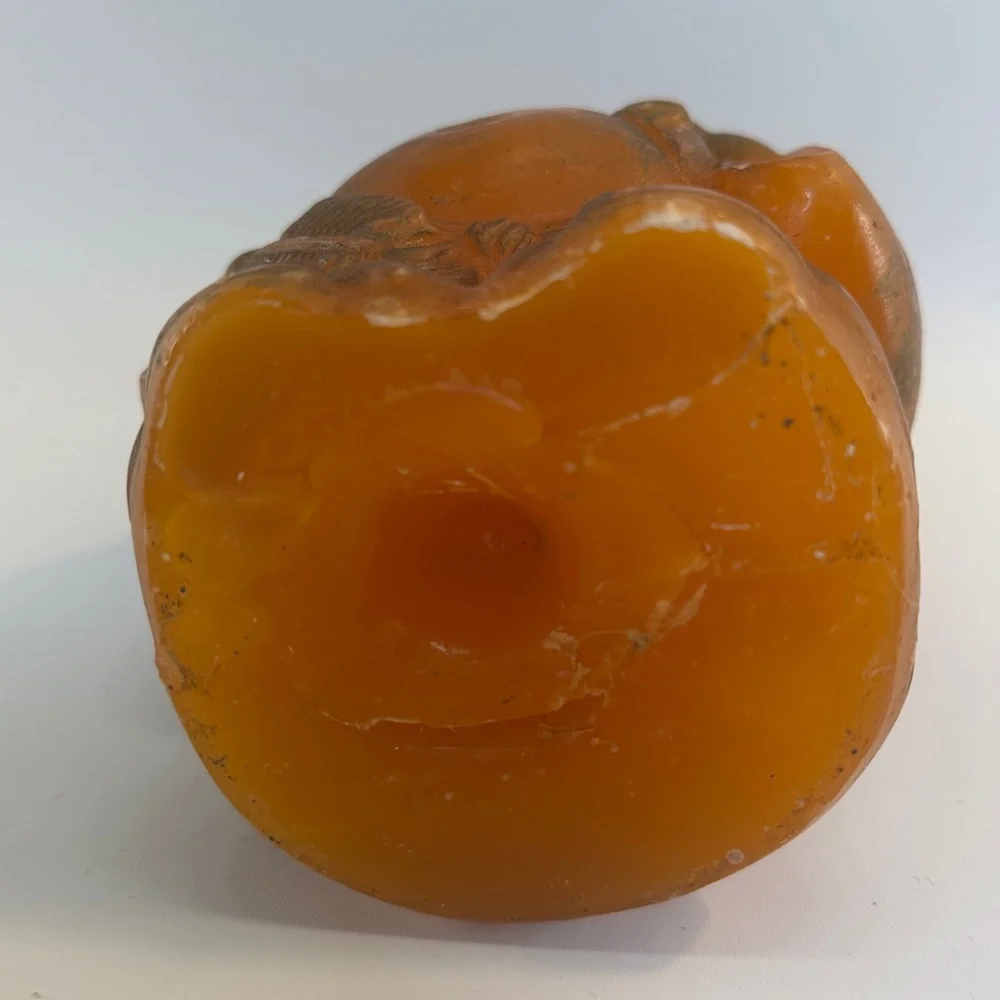 VTG‎ Happy Buddha Shaped Amber Colored Candle Chinese Buddhism Decor
